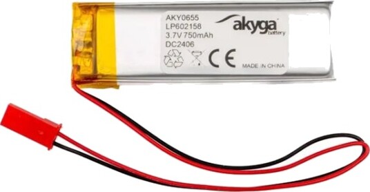 Akyga Aky0655 Lp602158 Li-Po 3,7V/750Mah Li-Po Batteri Pcm Jst 2,54 2Pin 150Mm Kontakt AKY0655