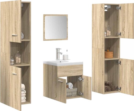 Vidaxl Baderomsmøbler 5 deler sonoma eik konstruert tre 3325029 Vidaxl Baderomsmøbler 5 deler sonoma eik konstruert tre 3325029
