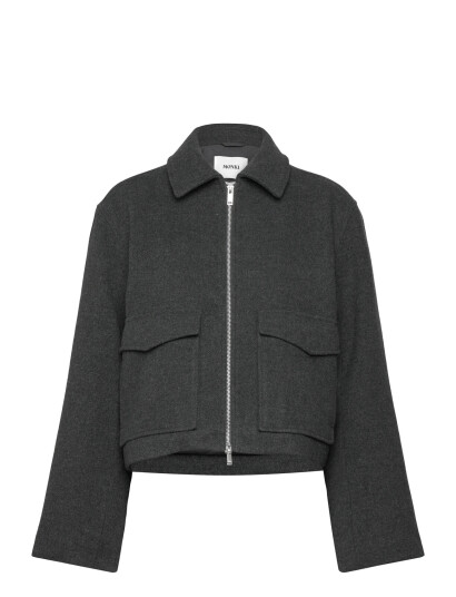 Monki Zip Jacket - Grey - S Monki Zip Jacket - Grey - S