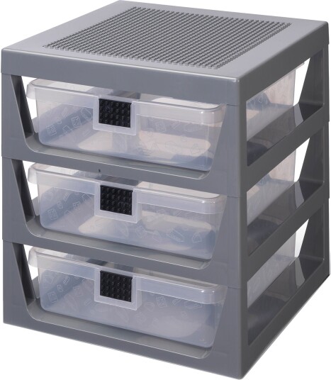 LEGO Oppbevaringshylle 3 Skuffer Dark Grey