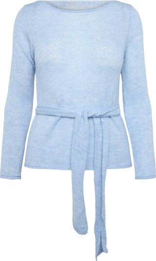 Mango Boat Neck Jersey With Scarf Detail LT PASTEL BLUE M