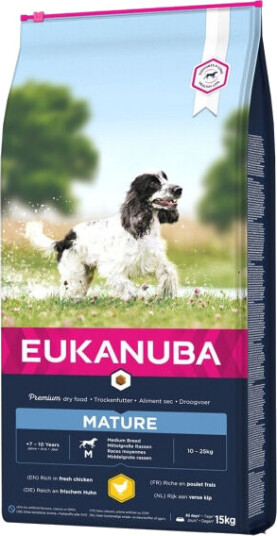 Eukanuba Tørrfôr for Eldre Hunder - Medium Raser med Kylling 15 kg Eukanuba Tørrfôr for Eldre Hunder - Medium Raser med Kylling 15 kg