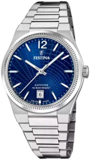 Festina Dameklokke F20052 7 Swiss Made Blå/Stål Ø35 mm