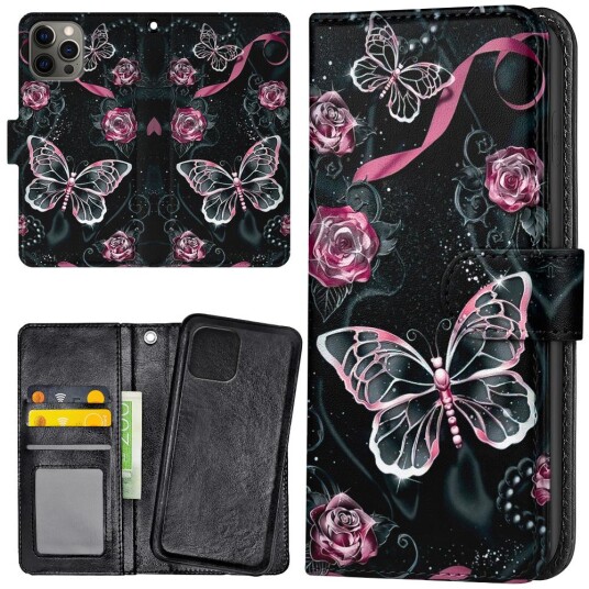 Generic Iphone 14 Pro - Lommebok Deksel Sommerfugler