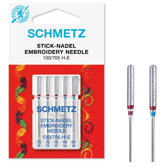 Schmetz Broderinål 75/11-90/14 130/705 H-E, 75/11-90/14, 5-pack