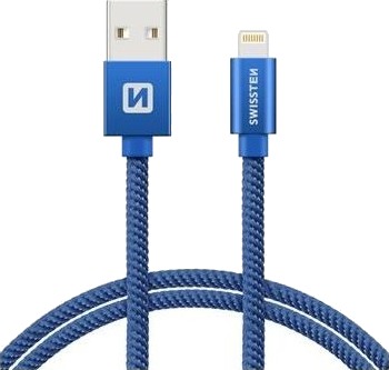 Swissten 71523308, 2 M, Lightning, Usb A, Hankjønn, Hankjønn, Blå