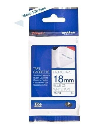Brother Tape TZeFA4B 18mm Blue on White background
