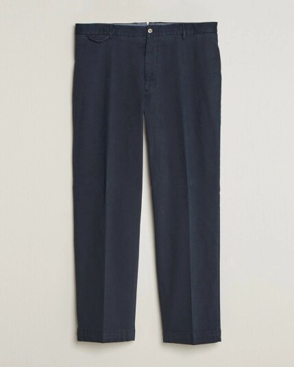 Santaniello Washed Cotton Trousers Navy Santaniello Washed Cotton Trousers Navy