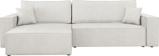 Hobson Sovesofa med Sjeselong 3 seter i Plysj Hvit