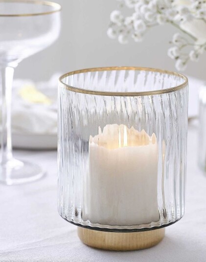 Rillet Lysholder i Glass 10x13 cModern Luxe