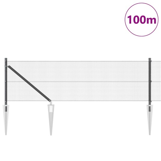 sveiste trådgjerde med 13 stikkeleger grå 0.8x100 m stål