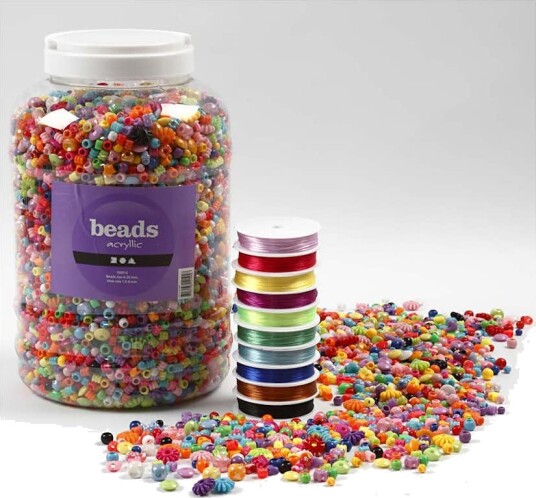Perler og Smykkeelastikk Creativ Company Str 6 20 mm Hullstr 1,5 6 mm,1 Pk