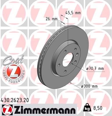 Bremseskive ZIMMERMANN 430.2623.20 Bremseskive ZIMMERMANN 430.2623.20