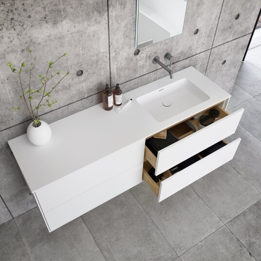 Pulcher Mood 160R Soho Baderomsmøbel 160x46 cm matt hvit med SolidTec® vask