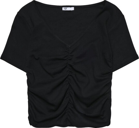Mango Teen Draped Cotton T-Shirt - BLACK - XXS