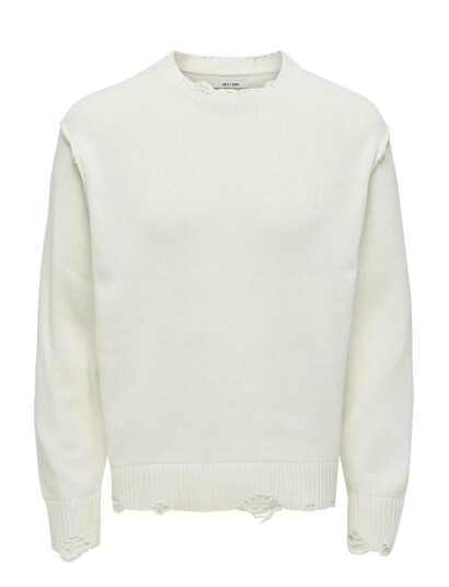 ONLY & SONS Onstune Rlx Ls Crew Neck Knit Life - White - XL ONLY & SONS Onstune Rlx Ls Crew Neck Knit Life - White - XL
