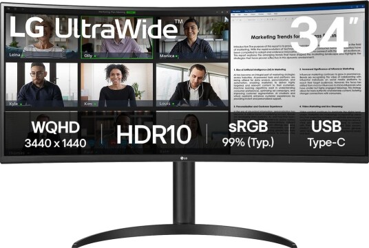 LG 34WR50QK-B 34" Curved UltraWide Skjerm 3440x1440 100Hz LG 34WR50QK-B 34" Curved UltraWide Skjerm 3440x1440 100Hz