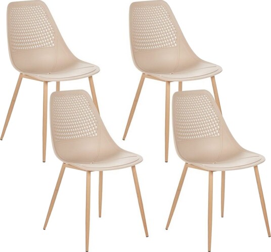 Matsalsstol Beliani Hazelton set om 4 Beige-Ljust Trä Beige -