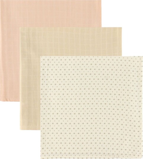 Cam Cam Copenhagen Muslin Cloth 3 Pack Gots Mix Vintage Toys Pink ONE SIZE