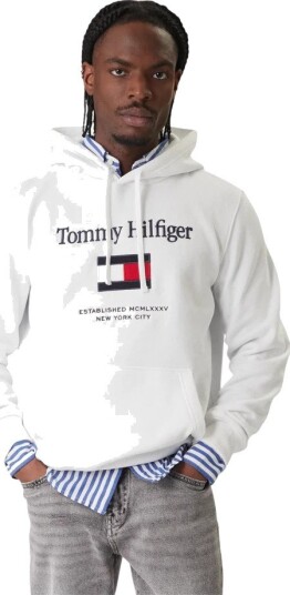 Tommy Hilfiger Tommy Embro Flag Hoodie - White - M Tommy Hilfiger Tommy Embro Flag Hoodie - White - M