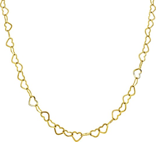 Pan Jewelry Kjede i 925 forgylt sølv med hjerter 50 cm