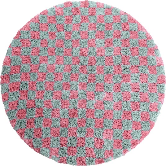 Rundt teppe Methoni Check Cotton Shaggy lyseblå/lyserosa Størrelse: Ø 200 cm Rundt teppe Methoni Check Cotton Shaggy lyseblå/lyserosa Størrelse: Ø 200 cm