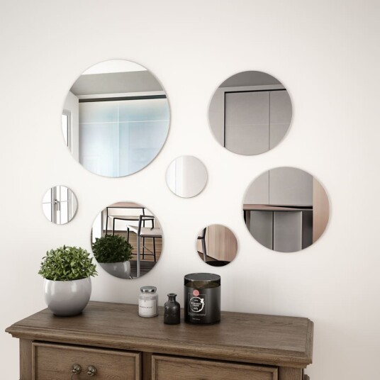 vidaXL Veggspeilsett 7 deler rundt glass vidaXL Veggspeilsett 7 deler rundt glass