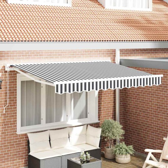  Innvendbar Markise Antrasitt og Hvit 350x200 cm stoff