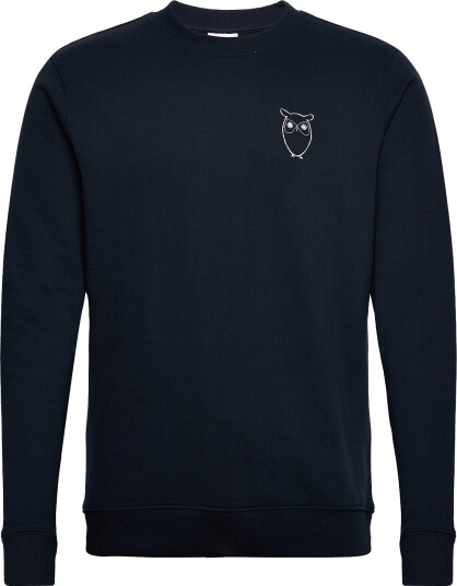 Knowledge Cotton Apparel Small Owl Chest Print Sweat. Gots/Vegan Navy XXXL