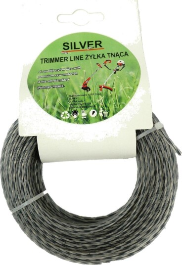 Trimmertråd Silver Stjerneformet 2,4 mm 15 m grønn