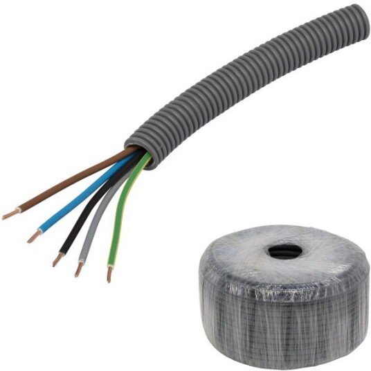 Pipelife FK PowerFlex Kabel forhåndslagt, temperaturklasse II 50 m, 5G 2,5 mm², ytre Ø 20 mm