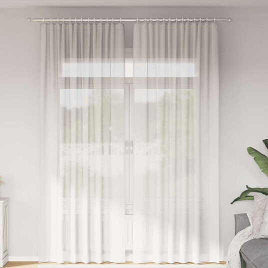 Voile gardiner med stanglommer 2 stk hvit 8721158552617