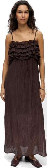 Object Objlyne S/L Re Long Dress 144 Brown 40