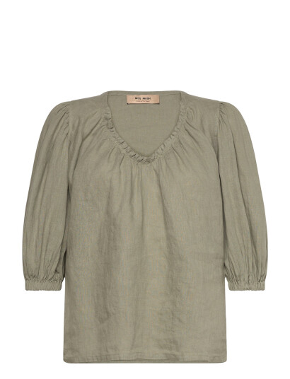 MOS MOSH Mmtaissa Linen Blouse - Khaki green - S