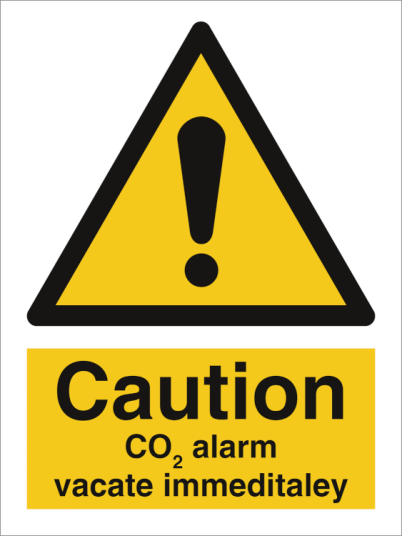 Jo Safety CO2 alarm vacate immediately Self Adhesive Vinyl V NM 200 x 150 mm IMO 107017VNM