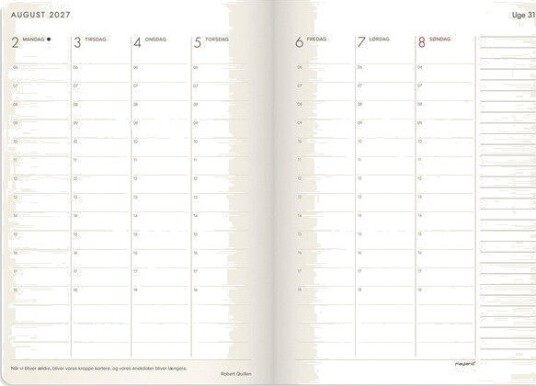 Mayland A5 Forma Deluxe ugekalender hjf. brun kunstskind 2027