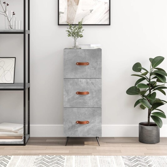 vidaXL Skjenk betonggrå 34,5x34x90 cm konstruert tre vidaXL Skjenk betonggrå 34,5x34x90 cm konstruert tre