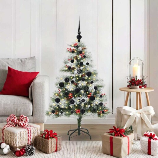 vidaXL Kunstig juletre Grønn og hvit 120 cm PVC og Metall og Plast