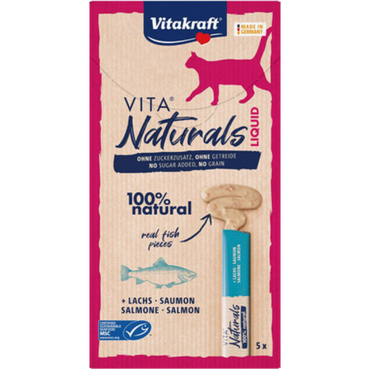 Vitakraft Liquid Snack Laks til Katt 5-pakning 15g Kattemat Snacks