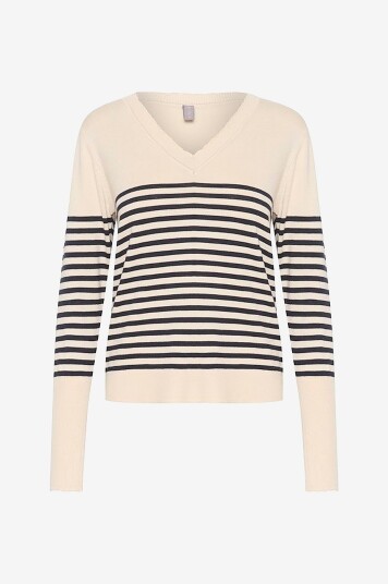 Culture - Genser cuAnnemarie Scallop Stripe - Natur