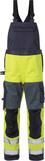 Fristads Flame høy synlighet selebukse cl 2 1585 FLAM Hi Vis Gul / Marineblå D108