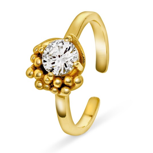 Shapes by Gulldia, Halo ring i 925 forgylt sølv med zirkonia, størrelse 54