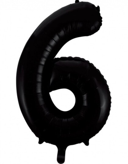 Tallet 6 Svart JUMBO Folieballong 86 cm