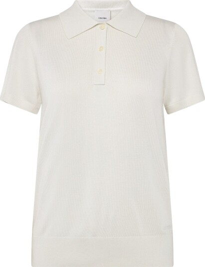 Calvin Klein Fine Gauge Ss Polo Cream L