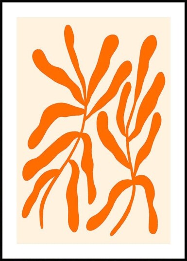 Orange Stylized Branches Poster Plakat / 30x40cm
