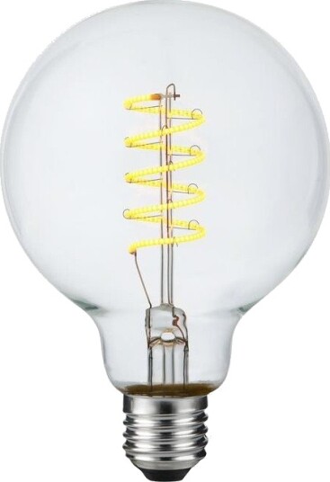 Spl E27 4,5W dimbar LED pære G95 Flex Filament 2200K klart glass Dimbar : Dimbar Kulør : Ekstra varm Spl E27 4,5W dimbar LED pære G95 Flex Filament 2200K klart glass Dimbar : Dimbar Kulør : Ekstra varm