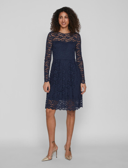 Vila Vikalila L/S Lace Dress - Noos - Navy - M Vila Vikalila L/S Lace Dress - Noos - Navy - M