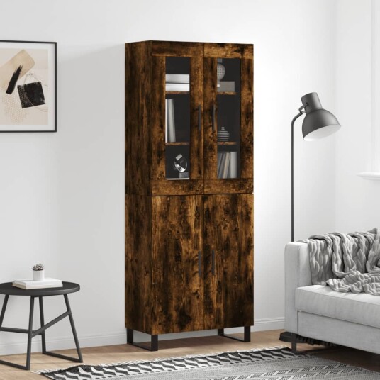 vidaXL Highboard røkt eik 69,5x34x180 cm konstruert tre 8720845476601