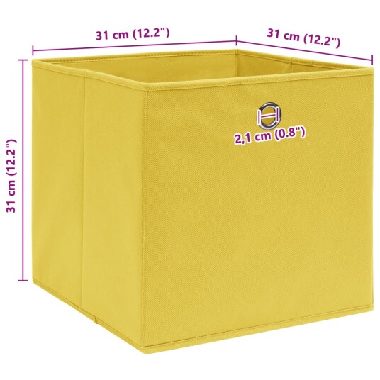 vidaXL Oppbevaringsbokser 4 stk gul 32x32x32 cm stoff vidaXL Oppbevaringsbokser 4 stk gul 32x32x32 cm stoff