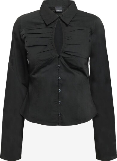 Gina Tricot Keyhole Long Sleeve Shirt - BLACK (9000) - 36